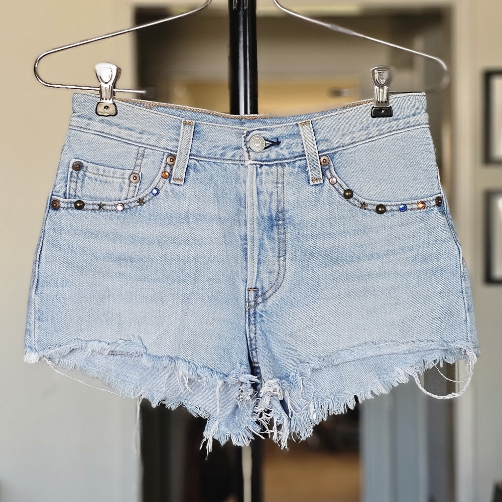 Levi's Embellished Cutoff Denim Shorts